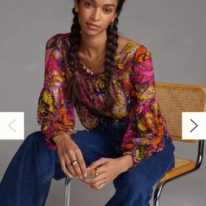 ANTHROPOLOGIE ALEXANDRA FARMER PUFF SLEEVE BLOUSE